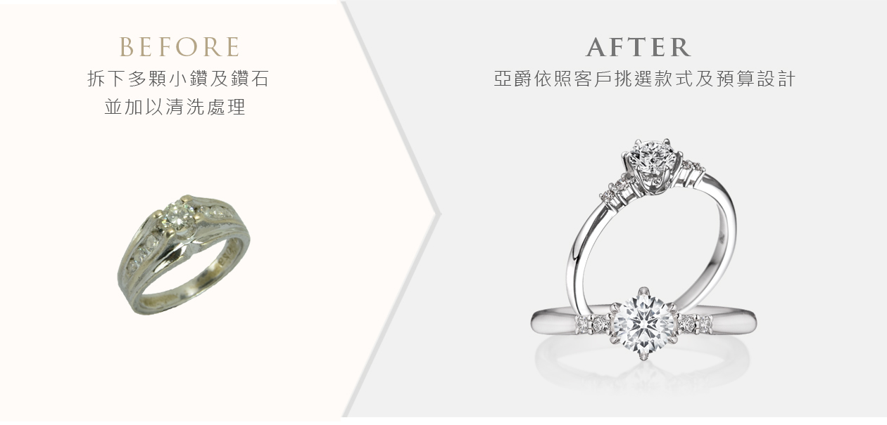 亞爵鑽石-舊換新改款式成:鑽戒線戒