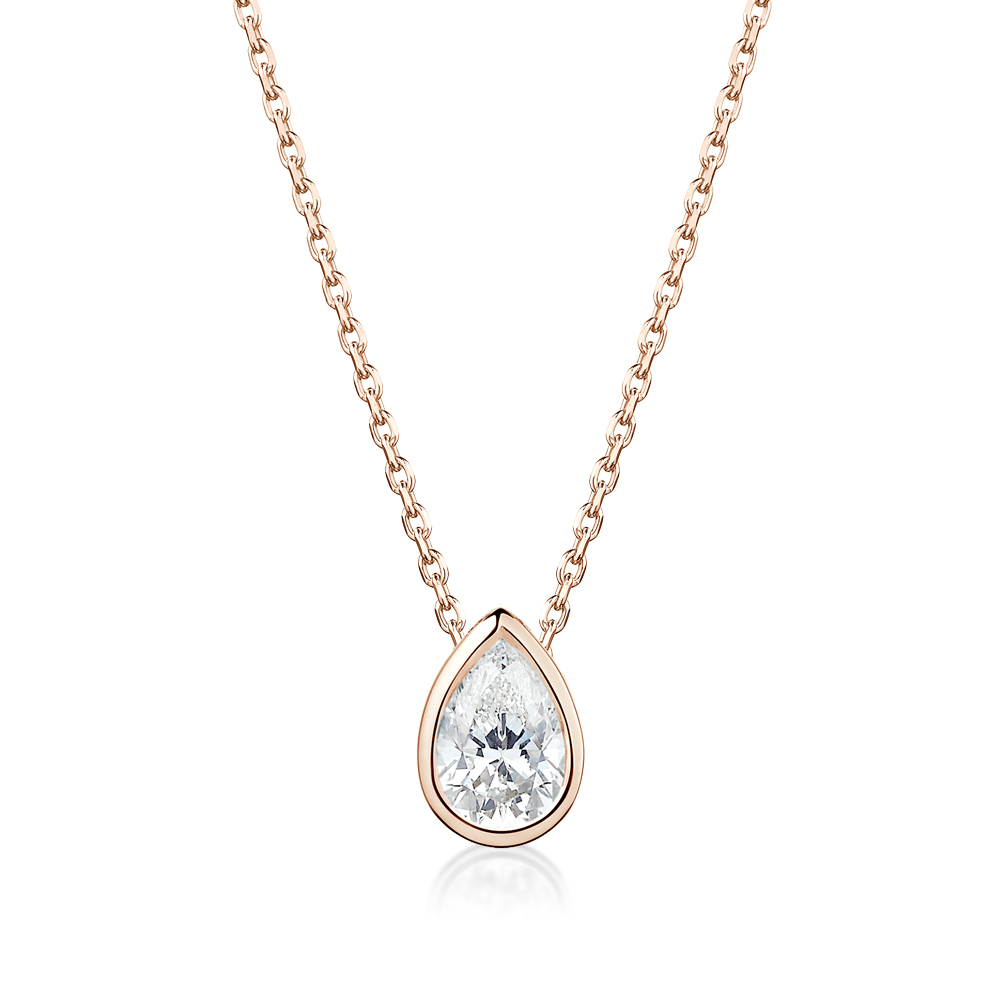 Classic-Pear 30分-1克拉水滴形玫瑰金經典鑽石項鍊